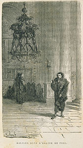 Galilei a csillárt tanulmányozza a Pisai Cathedralisban, 19. századi kép (Domus Galilaeana, Pisa, Misc. Favaro, 14th, 3)